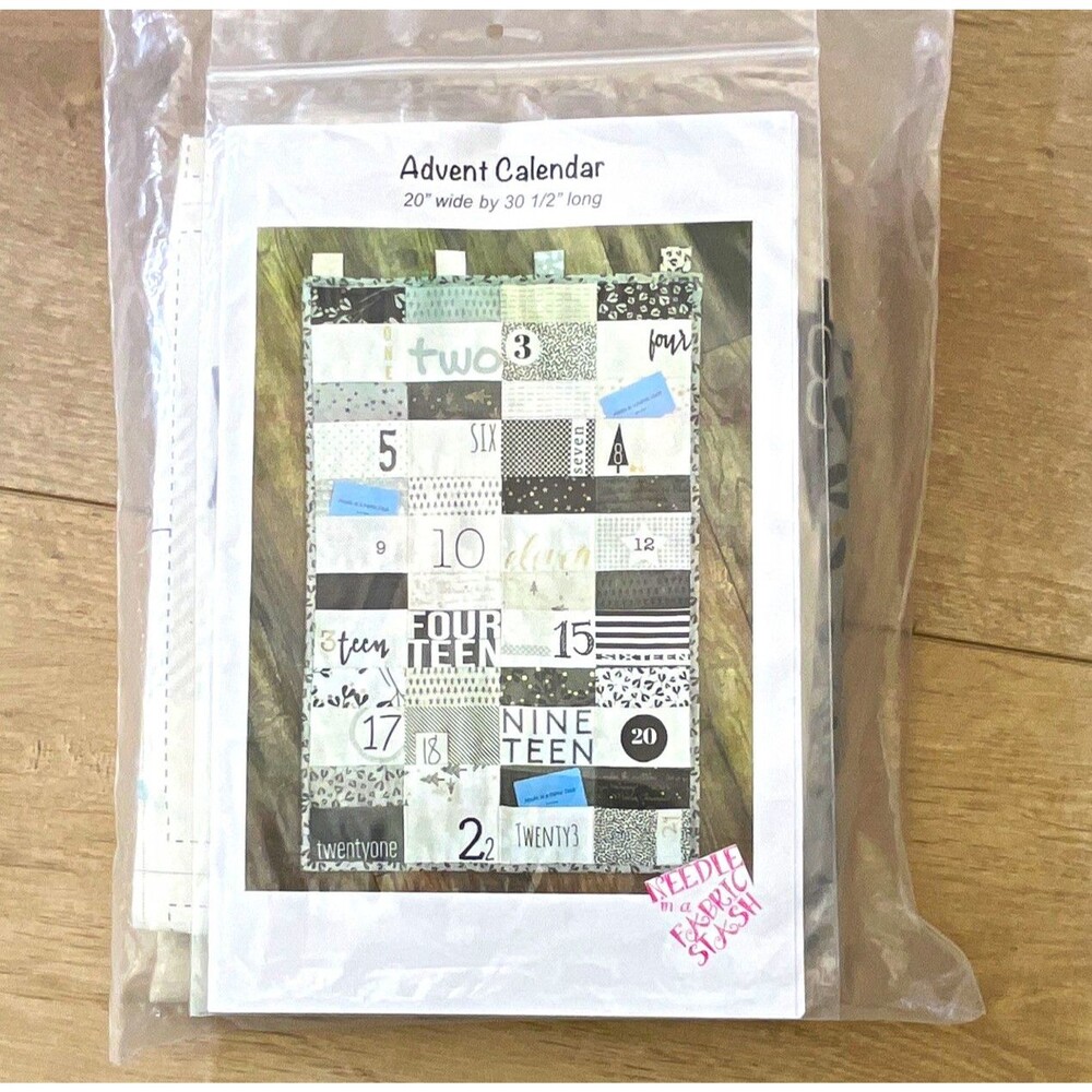 Needle in a Fabric Stash Hanging Advent Calendar Kit Fabric/Pattern 30.5x20"
